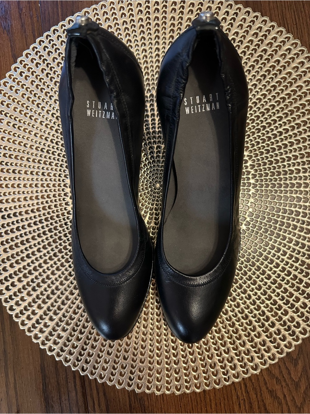 Stuart Weitzman Black Leather Almond Toe Heels